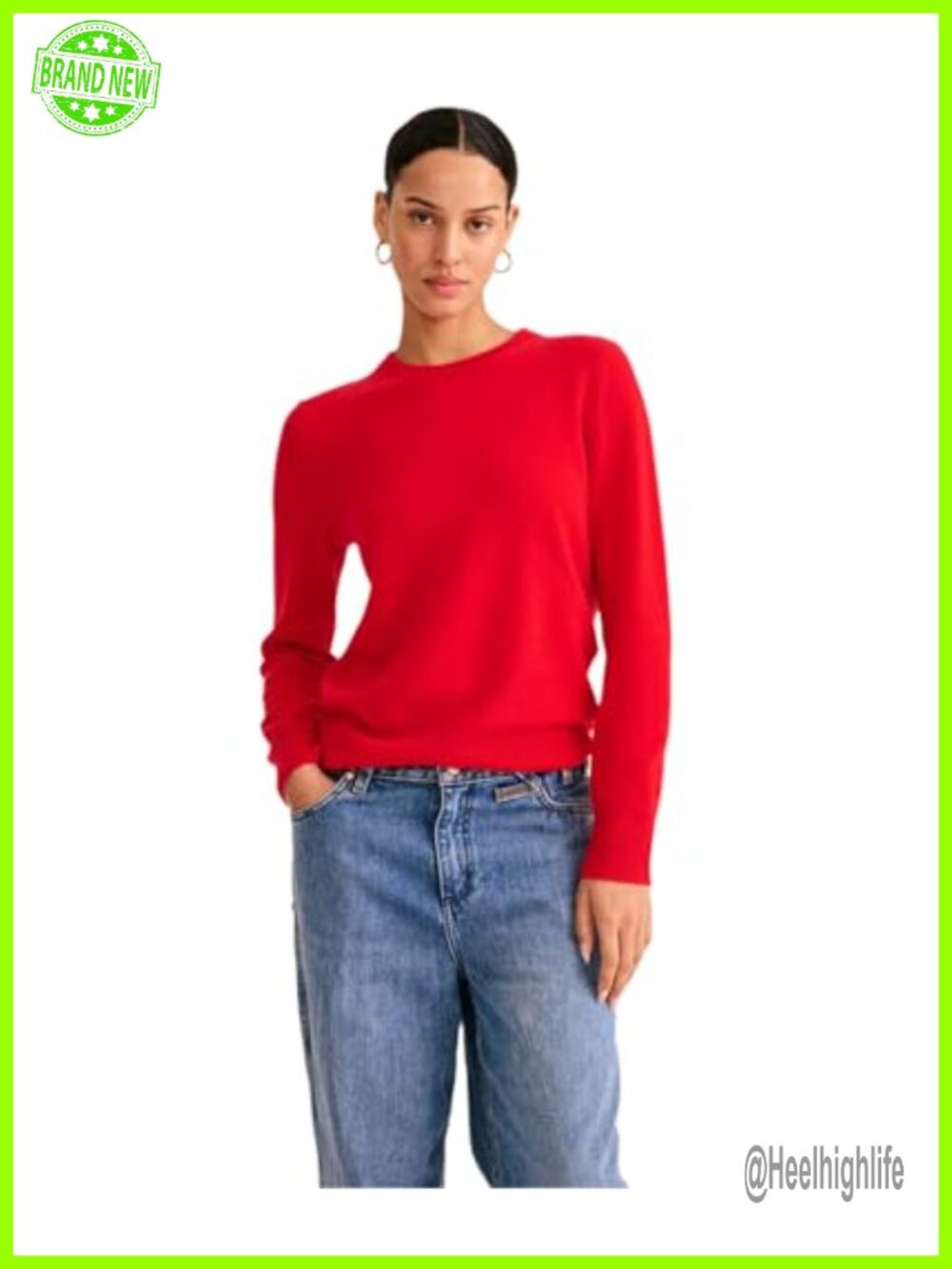 100% Mongolian Cashmere Crewneck Sweater Long Sleeve Pullover